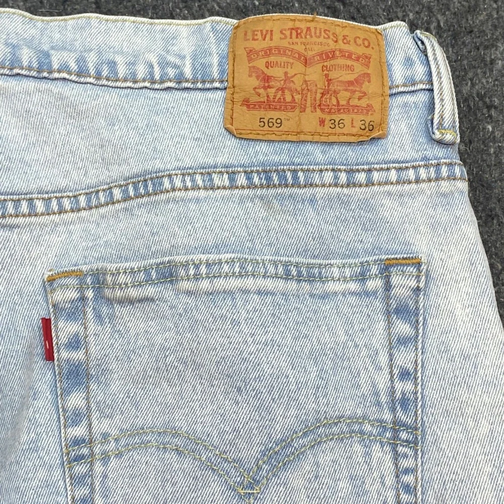 Levi 505 Jeans Sz 36 Mens Blue Skater Acid Wash Straight Leg Denim Pants